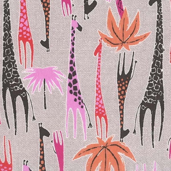 Migration Giraffes CX 6890 Michael Miller, fat quarter tissu  beige girafes roses, noires