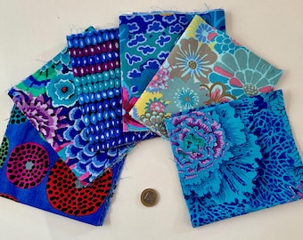Kaffe Fassett blue fabric set - 6 pieces 15 cm x 55 cm - assortment of kaffe Fassett Collective fabrics blue multicolour