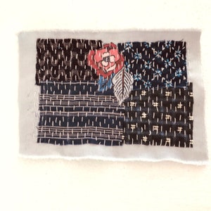 Boro Denim patch Recycled Jeans wall lamp, Sashiko hand, Boro fabric applied vignette, Jeans Patch, Blue Denim Art Collage, unique piece