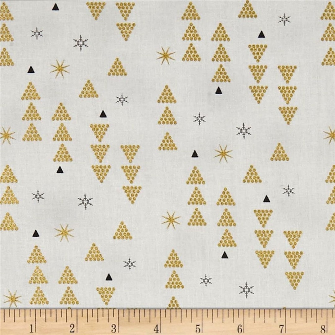 Light Grey and Gold Christmas Fabric Stof Fabrics Denmark Etsy