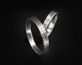 Matching Sterling Silver Engagement Rings With Texture