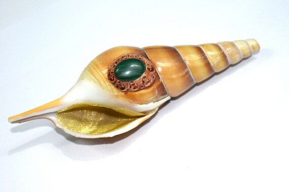 Tobacco Smoking Beach Shell Pipe Natural Pipe With Druzy Stone Chillum Pipe Beach Pipe Conch 