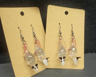 Handmade Glass Opossum Earrings: Nature Lover Jewelry
