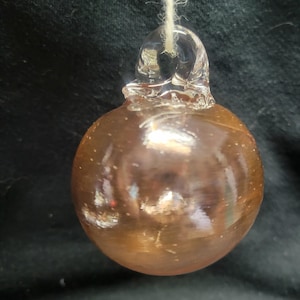 Blown glass ornament, pink glass ornament, handmade glass ornament