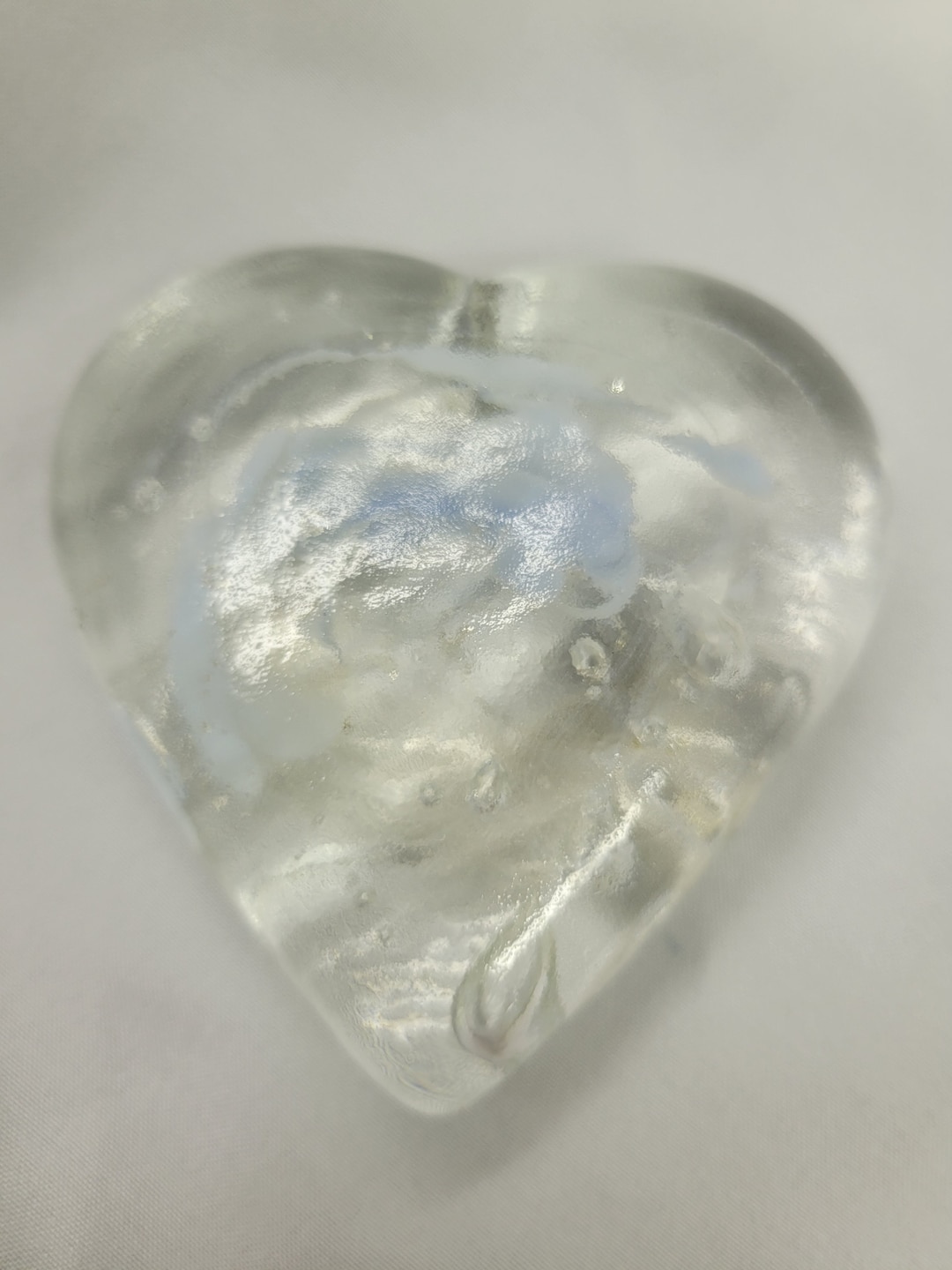 Glass Heart Paperweight, Solid Glass Handmade Paperweight, Unique Glass