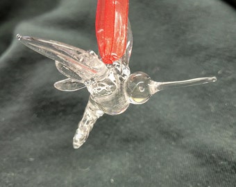 Glass Hummingbird, Handmade Glass Hummingbird, Hummingbird Art, Pink Glass Hummingbird, Hummingbird Ornament, Art Glass Hummingbird