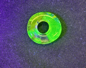 Handmade Uranium Glass Pendant: Glowing Halloween Jewelry (2.9cm)