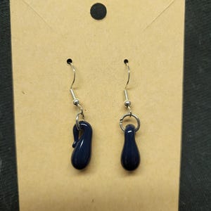 Blue teardrop glass earrings, handmade unique earrings