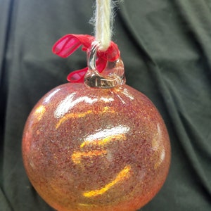 Blown Glass Ornament, Orange Glass Ornament, Unique Blown Glass Ornament, Orange Glass Christmas Ornament, Handmade Christmas Ornament