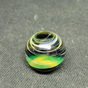 Uranium glass marble, handmade and signed glass marble, gift for marble collector