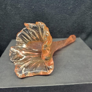 Pink glass flower, handmade and signed glass flower, art glass flower