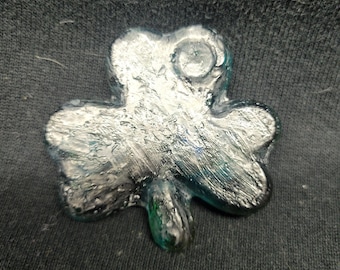 Glass shamrock token, handmade glass shamrock, gift for st patricks day