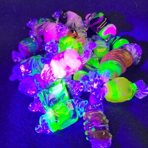 Uranium Glass Candy: Handmade Borosilicate Glass, UV Reactive Decor image 4