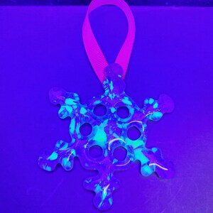 Uranium glass snowflake, unique glass ornament, snowflake ornament, fused glass, glowing glass snowflake