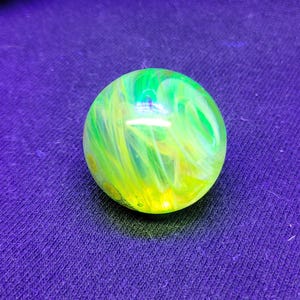 Uranium glass marble, handmade and signed glass marble, gift for marble lover