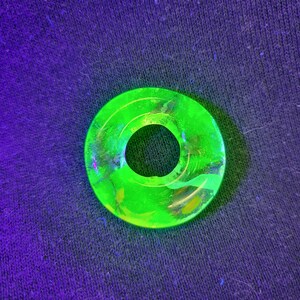 Uranium glass jewelry, uranium glass pendant, round glass pendant, glowing glass pendant, black light pendant, unique pendant, gift for her