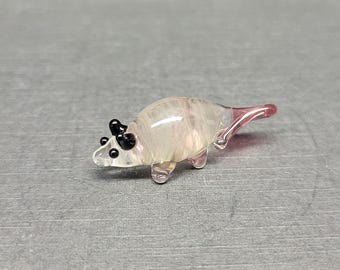 Handmade Glass Opossum Figurine: Nature Lover Gift
