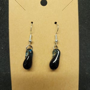 Blue sparkly glass earrings, handmade teardrop dangle earrings