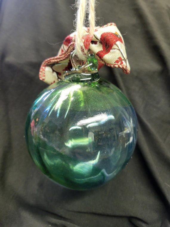 Blown Glass Ornament Handmade Glass Ornament Blue and Green Etsy