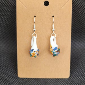 Blue glass teardrop earrings, handmade glass earrings