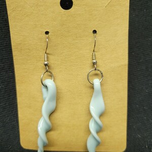 Blue glass icicle earrings, handmade glass dangle earrings