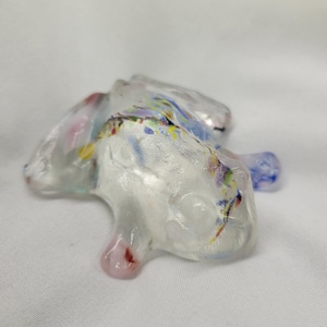 Glass frog sculpture, frog art, frog decor, desktop animal art, unique glass frog, gift for her, gift for him, frog lover gift, glass frog