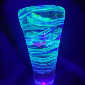 Uranium glass vase, handmade uranium glass vase, uranium glass collector&#39;s item