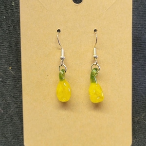Yellow pumpkin earrings, handmade glass pumpkin earrings, unique earrings
