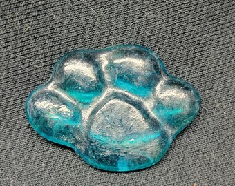 Blue glass paw print token