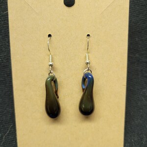 Handmade glass teardrop earrings, unique art glass earrings