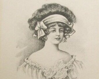 Antique Pretty Woman Gravure Series Postcard - #832