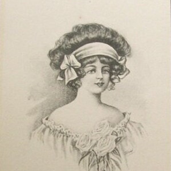 Antique Pretty Woman Gravure Series Postcard - #832