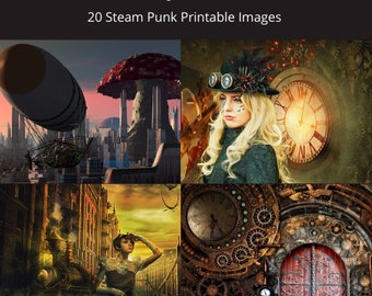 20 Steam Punk Printable Images Bundle - 5 Different File Formats for each Of 4 Images. (Digital Download)