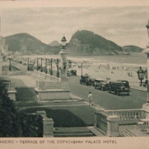 RPPC Aerial View COPACABANA Rio De Janeiro Brasil Coast Brazil Postcard 1960