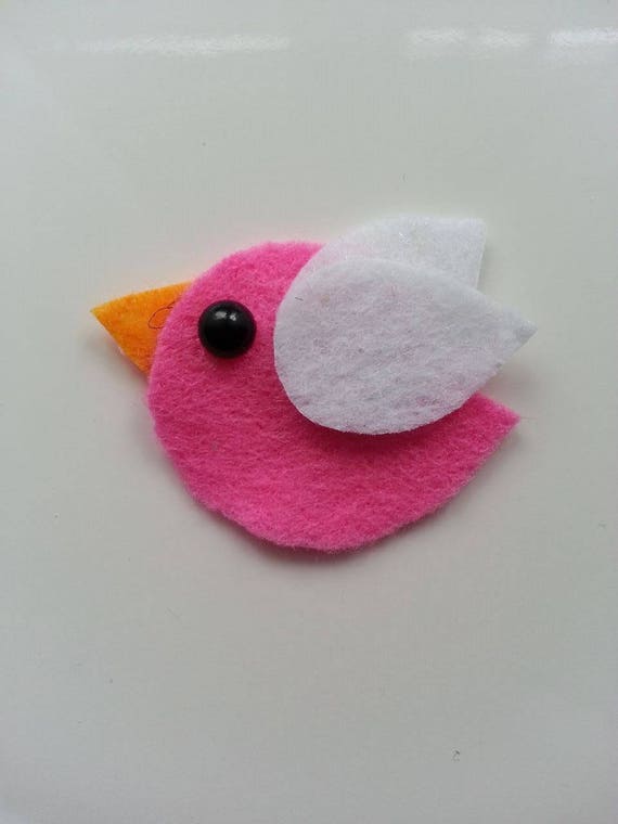 Petit Oiseau En Feutrine Rose Et Blanc 4535mm