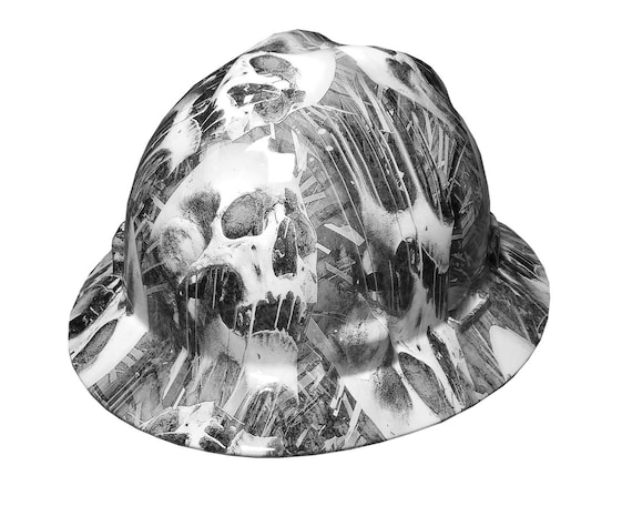 Izzo Graphics Blue Toxic Skull Pyramex Ridgeline Full Brim Hard Hat