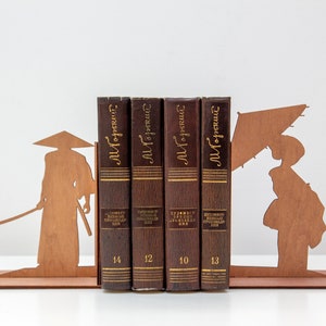 Japan style bookends, Samurai bookends, Samurai home decor, Japanese decorations image 1