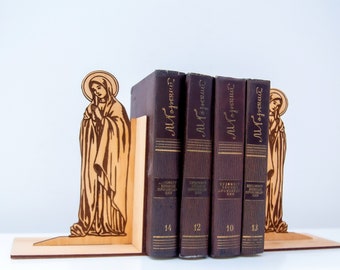 Virgin Mary bookends, Mother of Jesus silhouette home decor, Mother Mary silhouette