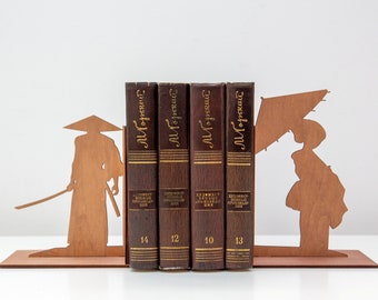 Japan style bookends, Samurai bookends, Samurai home decor, Japanese decorations