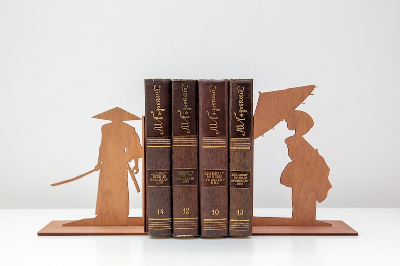 Japan style bookends, Samurai bookends, Samurai home decor, Japanese decorations image 1