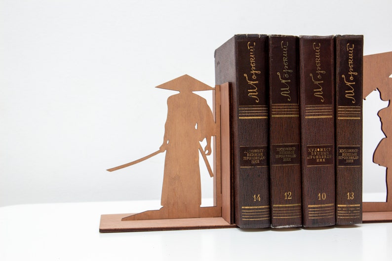 Japan style bookends, Samurai bookends, Samurai home decor, Japanese decorations image 2