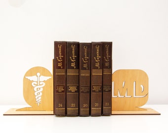 Medical Doctor bookends, Office bookends, room decor, MD bookends, Gift for doctor