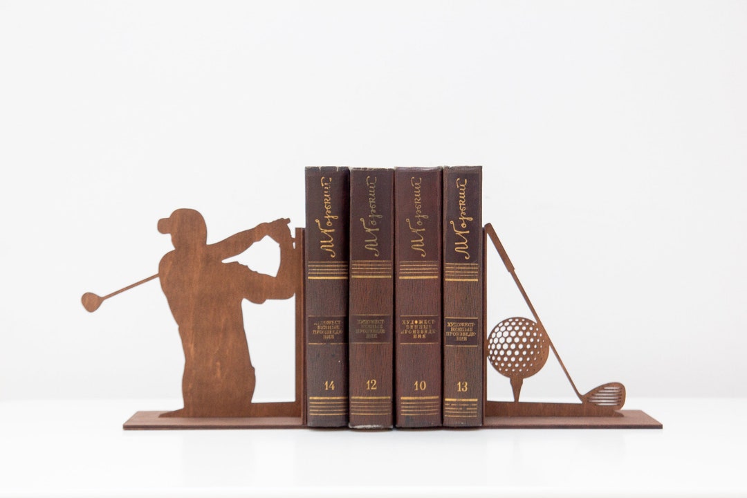 Golf Bookends, Golf Sport Decor, Golf Player Gift, Sport Bookends, Sport Home Decor, Golfer Gift