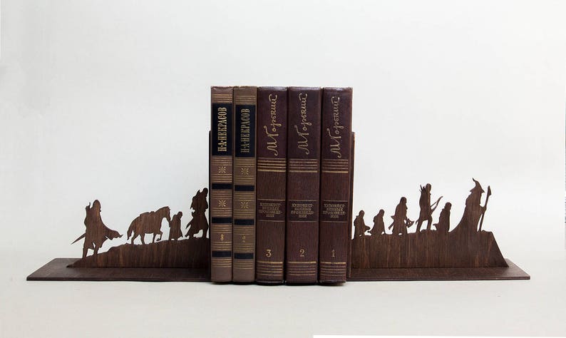 The Lord of the Rings bookends, The Hobbit house decor, book ends, Hobbit bookmark sign, home decor. Book lover gift. Gift for men image 1