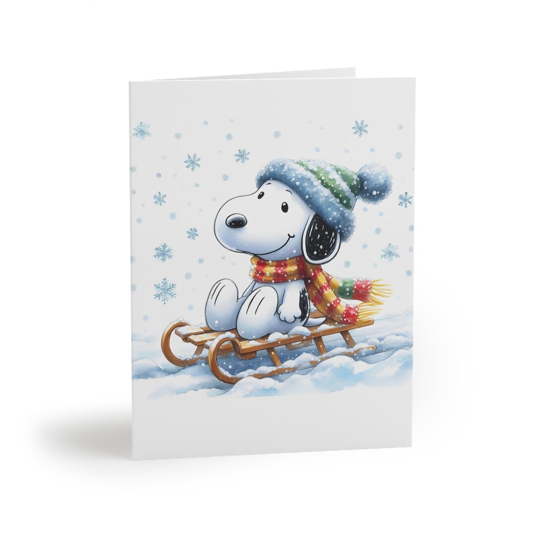 Snoopy Winter Themed Greeting Card-snoopy Christmas Card-snoopy Holiday ...