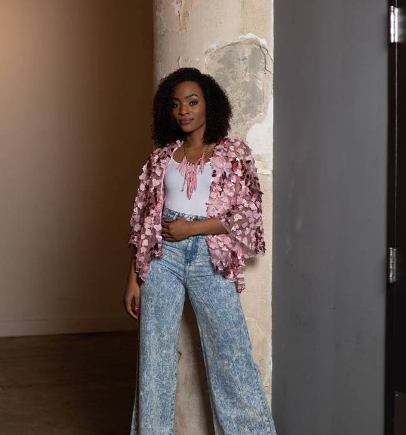 Poetry..3d flower lace kimono