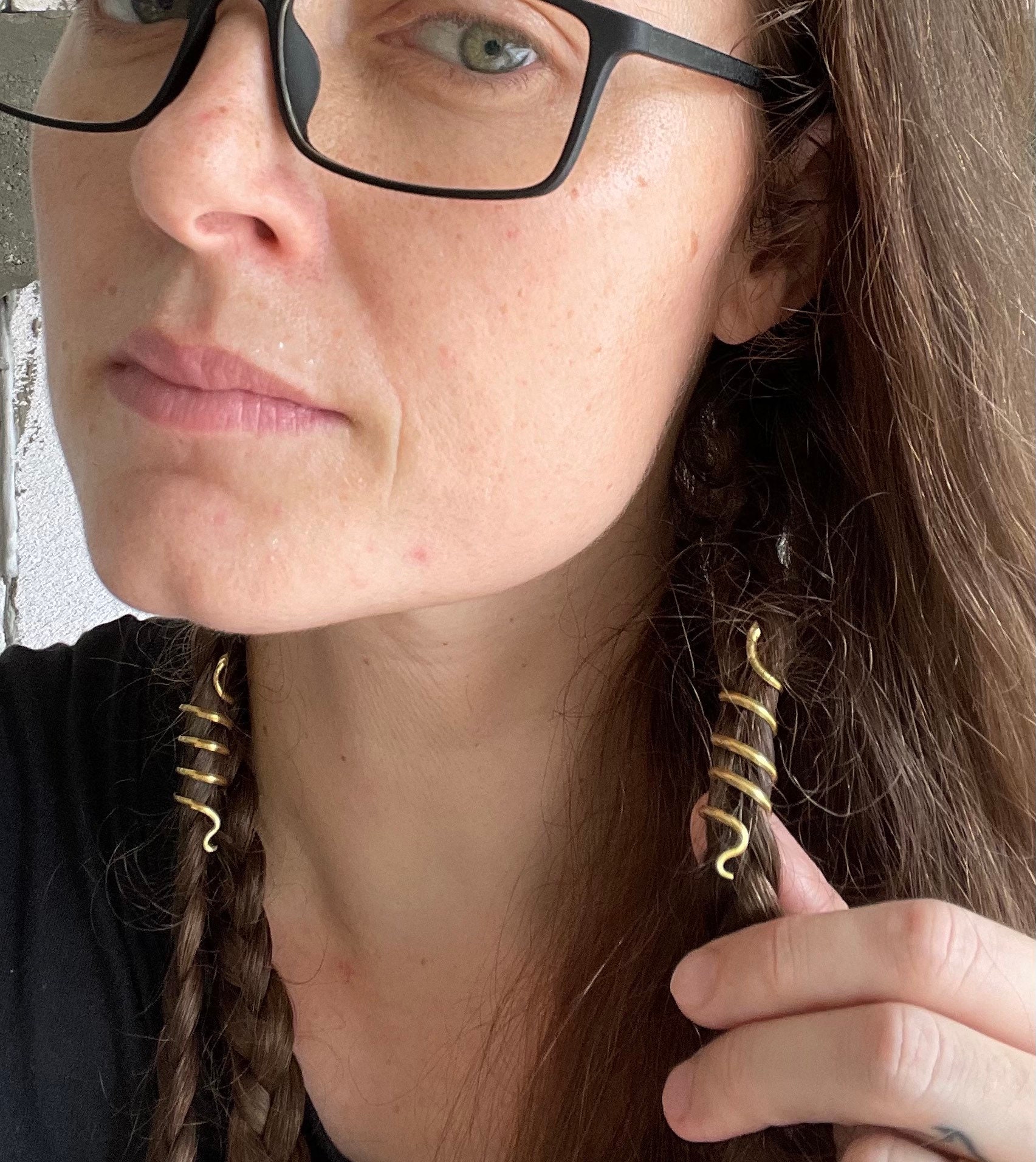 Brass Snake Twists Set of 2 Pcs Spiral Hair Accessories Etsy