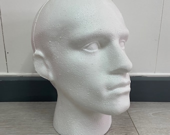 MALE Polystyrene Head Mannequin Heads Display Stand Hat Glasses Wig Making Man Head Form Craft Mens Headwear White