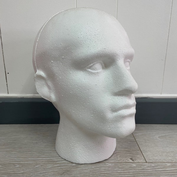 MALE Polystyrene Head Mannequin Heads Display Stand Hat Glasses Wig Making Man Head Form Craft Mens Headwear White