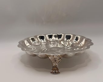 Vintage FB Rogers Silver Co. Silver Plate Scallop Design Footed Serving Tray